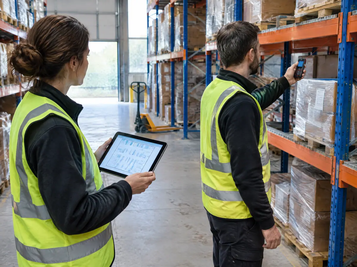 Twee Leantile-engineers meten een bestaand magazijn op